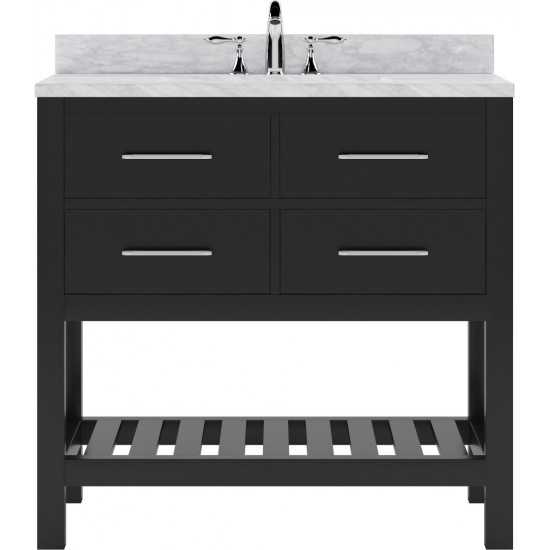 Caroline Estate 36" Single Bath Vanity in Espresso with White Marble Top and Square Sink