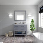 Caroline Estate 36" Single Bath Vanity in Gray with White Marble Top and Square Sink and Matching Mirrors