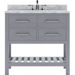 Caroline Estate 36" Single Bath Vanity in Gray with White Marble Top and Square Sink