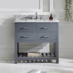 Caroline Estate 36" Single Bath Vanity in Gray with White Marble Top and Square Sink