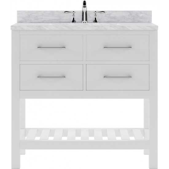 Caroline Estate 36" Single Bath Vanity in White with White Marble Top and Square Sink