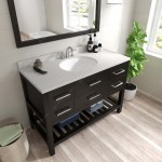 Caroline Estate 48" Single Bath Vanity in Espresso with White Quartz Top and Round Sink and Matching Mirrors