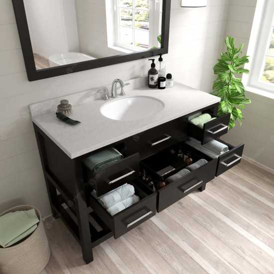 Caroline Estate 48" Single Bath Vanity in Espresso with White Quartz Top and Round Sink and Matching Mirrors