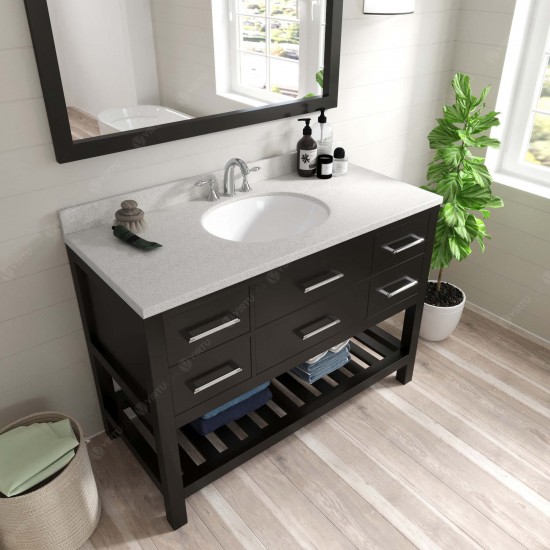 Caroline Estate 48" Single Bath Vanity in Espresso with White Quartz Top and Round Sink