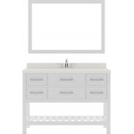 Caroline Estate 48" Single Bath Vanity in White with White Quartz Top and Round Sink and Matching Mirrors