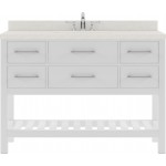 Caroline Estate 48" Single Bath Vanity in White with White Quartz Top and Round Sink