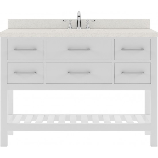 Caroline Estate 48" Single Bath Vanity in White with White Quartz Top and Round Sink