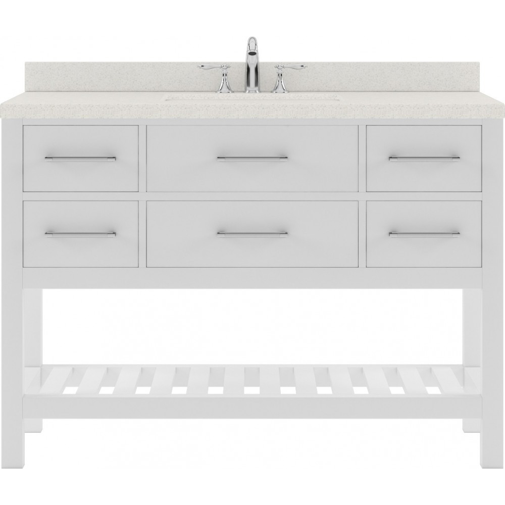 Caroline Estate 48" Single Bath Vanity in White with White Quartz Top and Round Sink