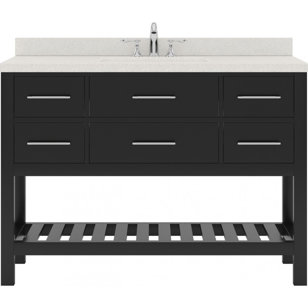Caroline Estate 48" Single Bath Vanity in Espresso with White Quartz Top and Square Sink