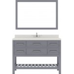 Caroline Estate 48" Single Bath Vanity in Gray with White Quartz Top and Square Sink and Matching Mirrors