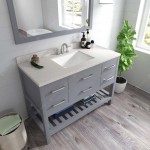 Caroline Estate 48" Single Bath Vanity in Gray with White Quartz Top and Square Sink with Brushed Nickel Faucet and Mirrors