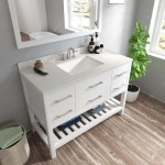 Caroline Estate 48" Single Bath Vanity in White with White Quartz Top and Square Sink