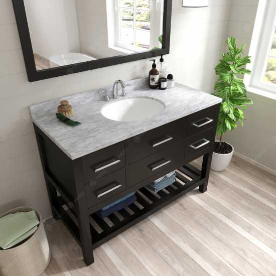 Caroline Estate 48" Single Bath Vanity in Espresso with White Marble Top and Round Sink and Matching Mirrors