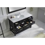 Caroline Estate 48" Single Bath Vanity in Espresso with White Marble Top and Round Sink and Matching Mirrors