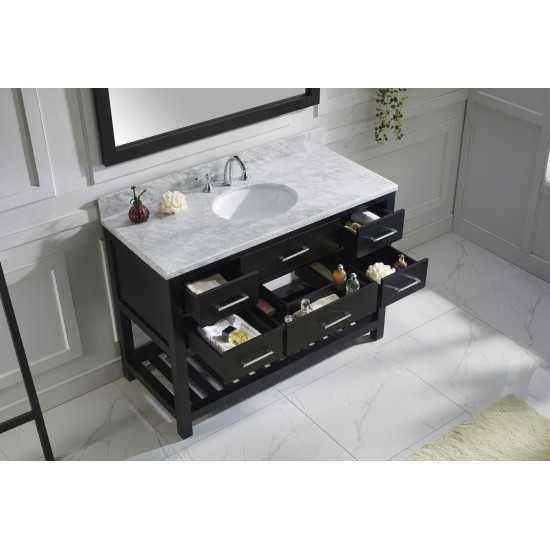 Caroline Estate 48" Single Bath Vanity in Espresso with White Marble Top and Round Sink and Matching Mirrors