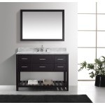 Caroline Estate 48" Single Bath Vanity in Espresso with White Marble Top and Round Sink and Matching Mirrors