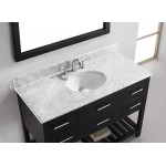 Caroline Estate 48" Single Bath Vanity in Espresso with White Marble Top and Round Sink and Matching Mirrors