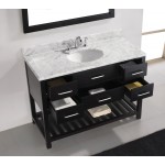 Caroline Estate 48" Single Bath Vanity in Espresso with White Marble Top and Round Sink and Matching Mirrors