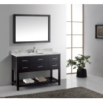 Caroline Estate 48" Single Bath Vanity in Espresso with White Marble Top and Round Sink with Polished Chrome Faucet and Mirro