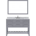 Caroline Estate 48" Single Bath Vanity in Gray with White Marble Top and Round Sink with Brushed Nickel Faucet and Mirrors