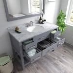 Caroline Estate 48" Single Bath Vanity in Gray with White Marble Top and Round Sink with Brushed Nickel Faucet and Mirrors