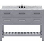 Caroline Estate 48" Single Bath Vanity in Gray with White Marble Top and Round Sink