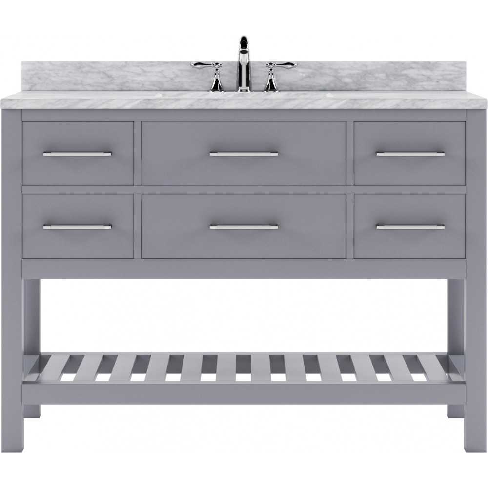 Caroline Estate 48" Single Bath Vanity in Gray with White Marble Top and Round Sink