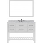 Caroline Estate 48" Single Bath Vanity in White with White Marble Top and Round Sink and Matching Mirrors