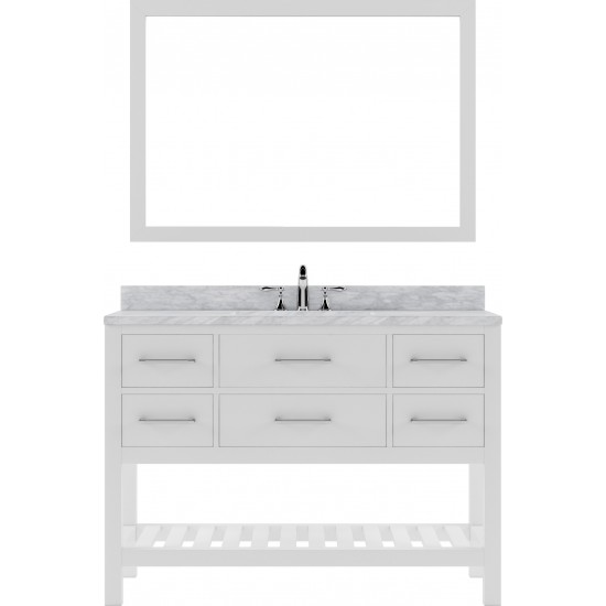 Caroline Estate 48" Single Bath Vanity in White with White Marble Top and Round Sink and Matching Mirrors