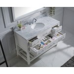 Caroline Estate 48" Single Bath Vanity in White with White Marble Top and Round Sink and Matching Mirrors