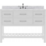 Caroline Estate 48" Single Bath Vanity in White with White Marble Top and Round Sink