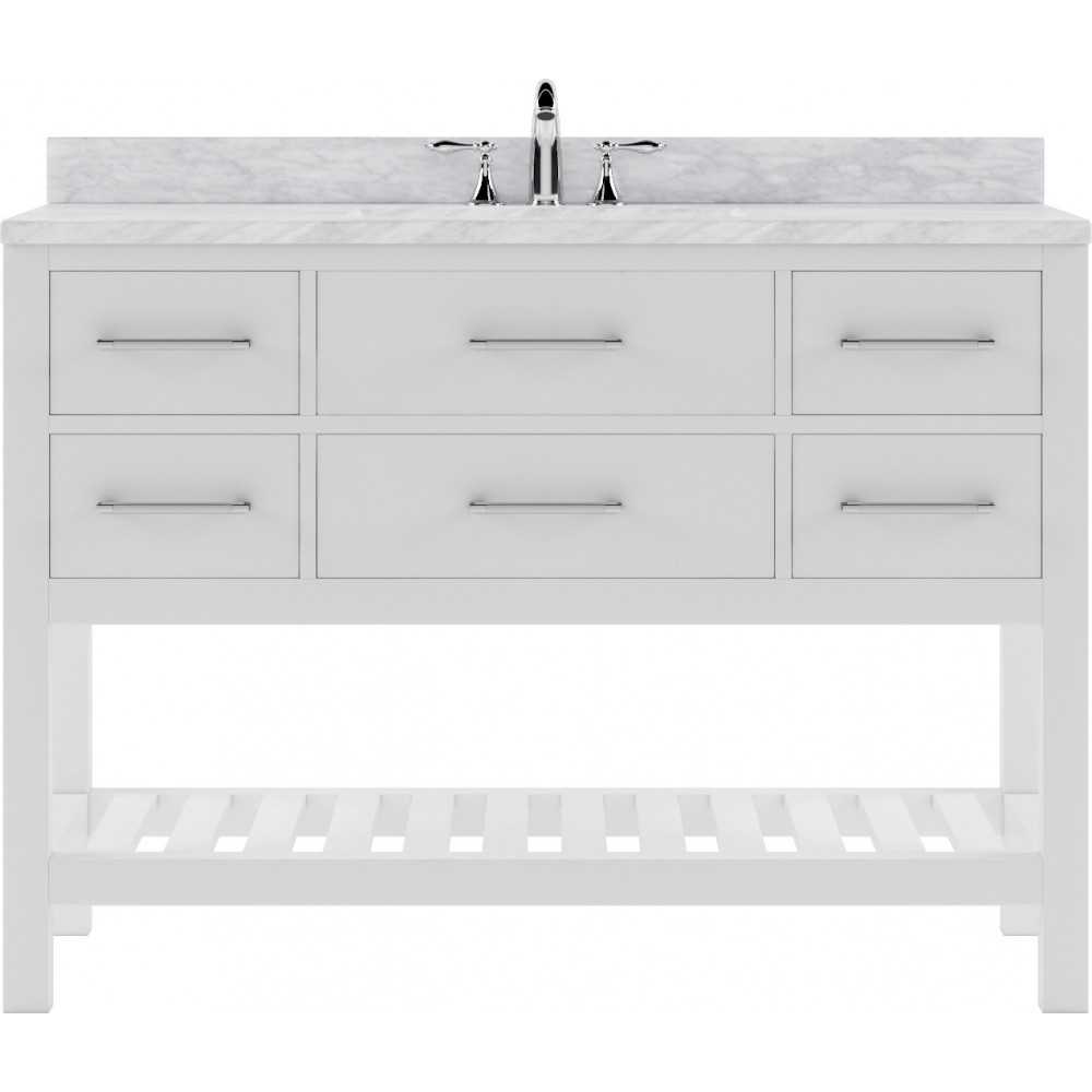 Caroline Estate 48" Single Bath Vanity in White with White Marble Top and Round Sink