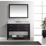 Caroline Estate 48" Single Bath Vanity in Espresso with White Marble Top and Square Sink with Polished Chrome Faucet and Mirr