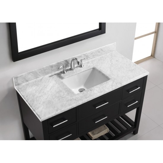 Caroline Estate 48" Single Bath Vanity in Espresso with White Marble Top and Square Sink with Polished Chrome Faucet and Mirr