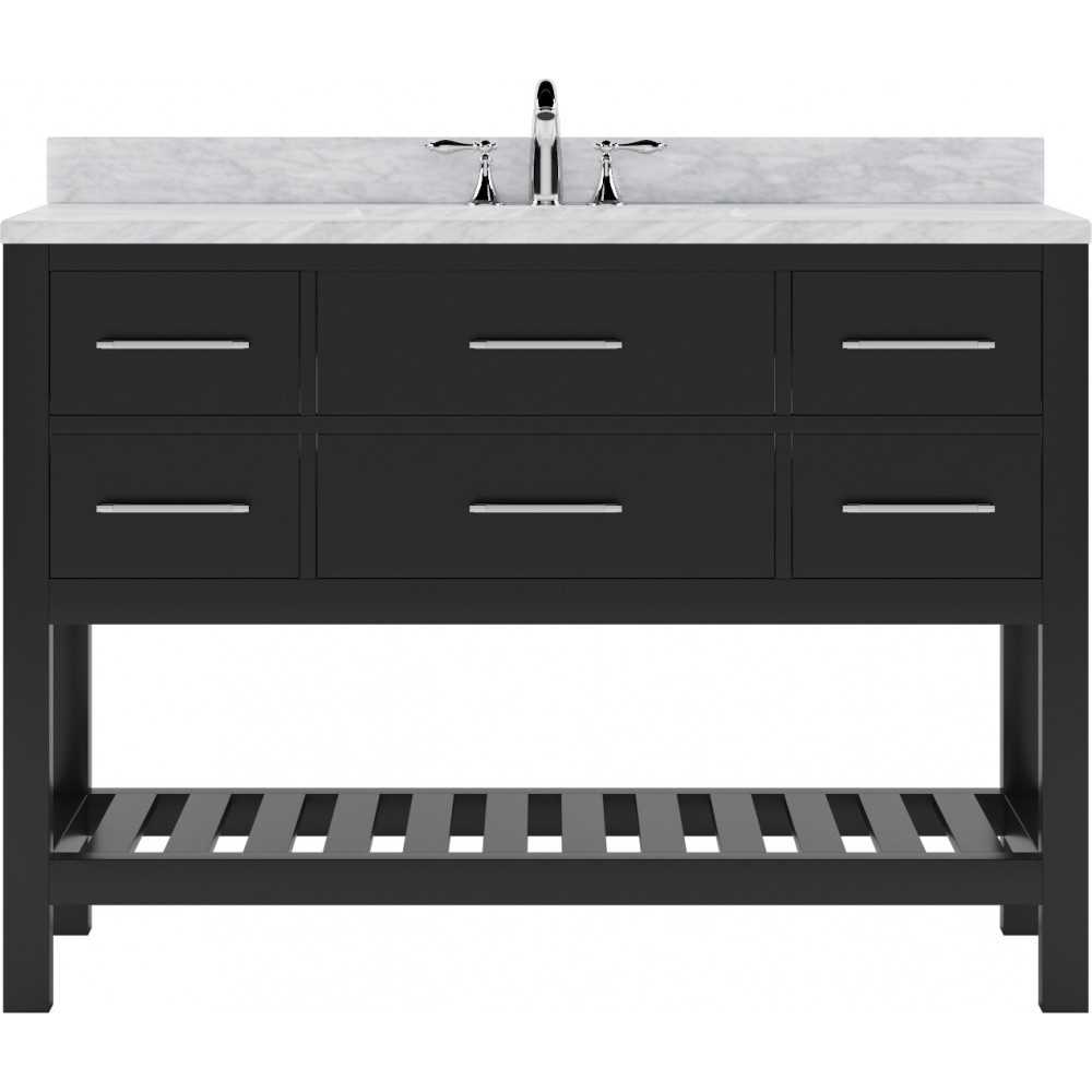 Caroline Estate 48" Single Bath Vanity in Espresso with White Marble Top and Square Sink
