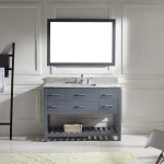 Caroline Estate 48" Single Bath Vanity in Gray with White Marble Top and Square Sink and Matching Mirrors