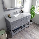 Caroline Estate 48" Single Bath Vanity in Gray with White Marble Top and Square Sink and Matching Mirrors