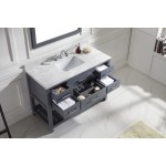 Caroline Estate 48" Single Bath Vanity in Gray with White Marble Top and Square Sink and Matching Mirrors