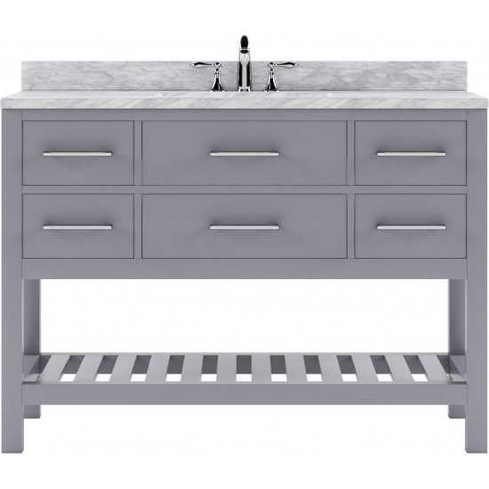 Caroline Estate 48" Single Bath Vanity in Gray with White Marble Top and Square Sink with Brushed Nickel Faucet