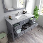 Caroline Estate 48" Single Bath Vanity in Gray with White Marble Top and Square Sink with Polished Chrome Faucet and Mirrors