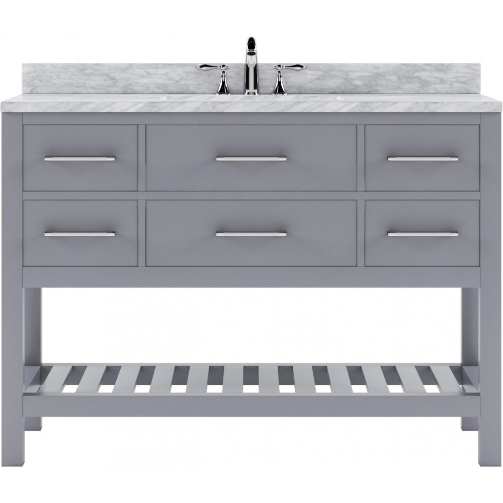 Caroline Estate 48" Single Bath Vanity in Gray with White Marble Top and Square Sink