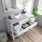 Caroline Estate 48" Single Bath Vanity in White with White Marble Top and Square Sink and Matching Mirrors