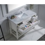 Caroline Estate 48" Single Bath Vanity in White with White Marble Top and Square Sink and Matching Mirrors