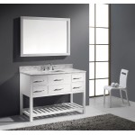 Caroline Estate 48" Single Bath Vanity in White with White Marble Top and Square Sink and Matching Mirrors