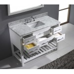 Caroline Estate 48" Single Bath Vanity in White with White Marble Top and Square Sink and Matching Mirrors