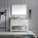 Caroline Estate 48" Single Bath Vanity in White with White Marble Top and Square Sink with Brushed Nickel Faucet