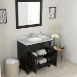 Victoria 36" Single Bath Vanity in Espresso with White Marble Top and Round Sink with Polished Chrome Faucet and Matching Mir