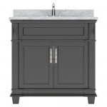 Victoria 36" Single Bath Vanity in Espresso with White Marble Top and Round Sink