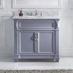 Victoria 36" Single Bath Vanity in Gray with White Marble Top and Round Sink