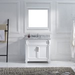 Victoria 36" Single Bath Vanity in White with White Marble Top and Round Sink and Matching Mirror